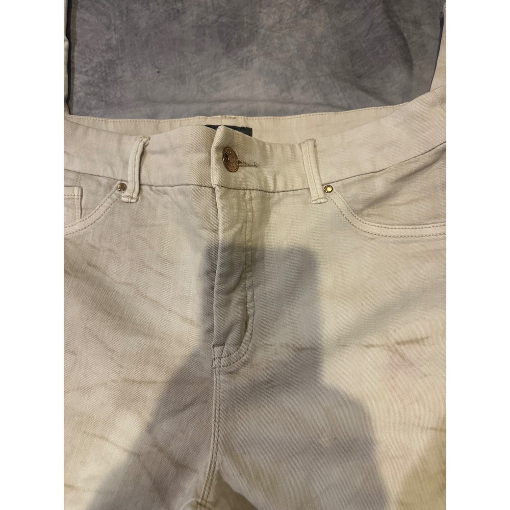 Chicos So Slimming Marble Tie Dye Slim Leg Jeans Cream Tan Womens Size 0.5 S - Picture 2 of 10